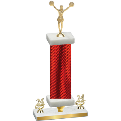 Premium Single Red Carbon Fiber Year Cheerleading Trophy