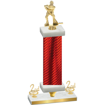 Premium Single Red Carbon Fiber Second Place Hockey Trophy