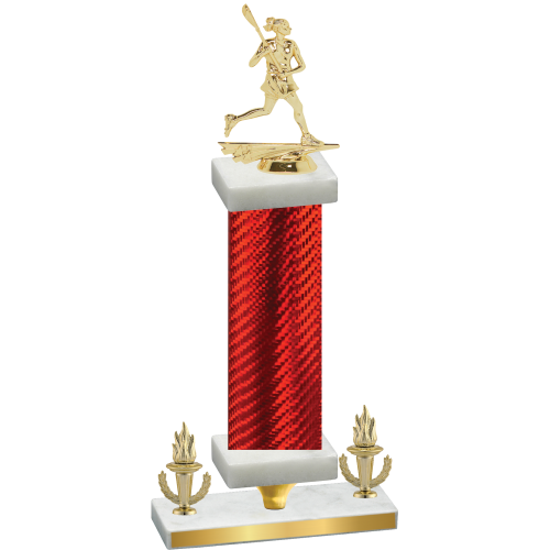 Premium Single Red Carbon Fiber Victory Lacrosse Trophy