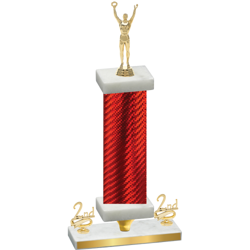 Premium Single Red Carbon Fiber Second Place Victory Trophy