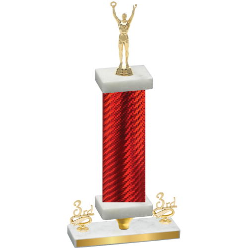 Premium Single Red Carbon Fiber Third Place Victory Trophy