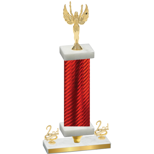 Premium Single Red Carbon Fiber Second Place Victory Trophy