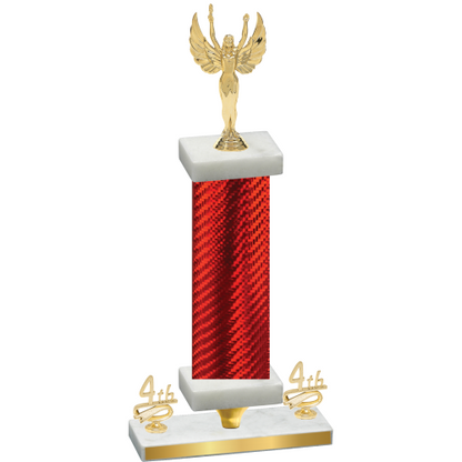 Premium Single Red Carbon Fiber Fourth Place Victory Trophy