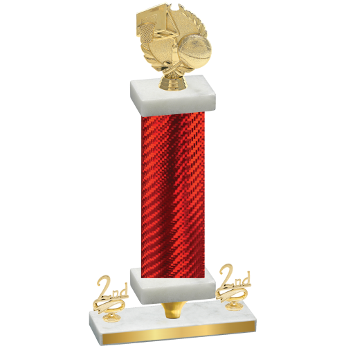 Premium Single Red Carbon Fiber Second Place Basketball Trophy