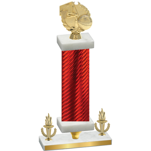 Premium Single Red Carbon Fiber Victory Basketball Trophy