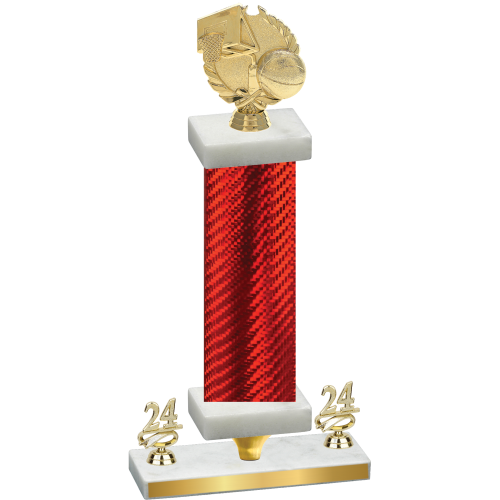 Premium Single Red Carbon Fiber Year Basketball Trophy