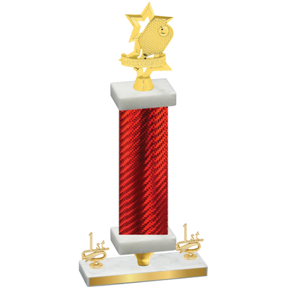 Premium Single Red Carbon Fiber First Place Pickleball Trophy