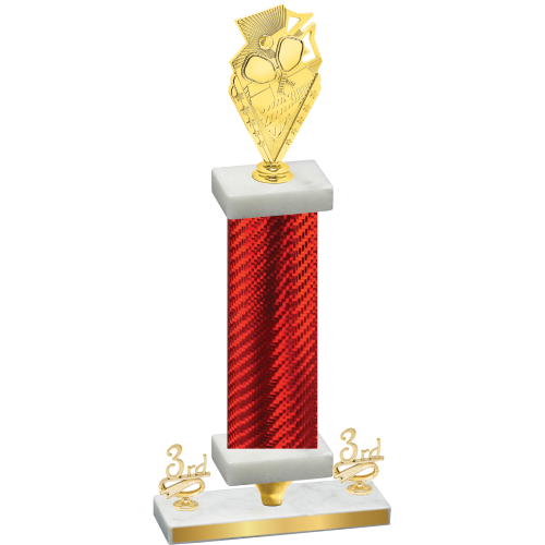 Premium Single Red Carbon Fiber Third Place Pickleball Trophy