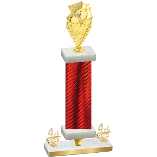 Premium Single Red Carbon Fiber Fourth Place Pickleball Trophy