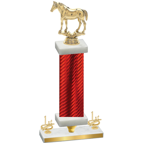 Premium Single Red Carbon Fiber First Place Horses Trophy