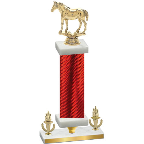 Premium Single Red Carbon Fiber Victory Horses Trophy