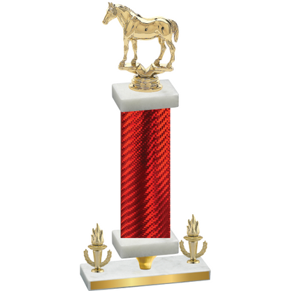 Premium Single Red Carbon Fiber Victory Horses Trophy