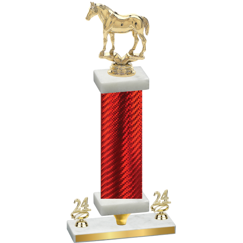 Premium Single Red Carbon Fiber Year Horses Trophy