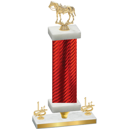 Premium Single Red Carbon Fiber First Place Horses Trophy