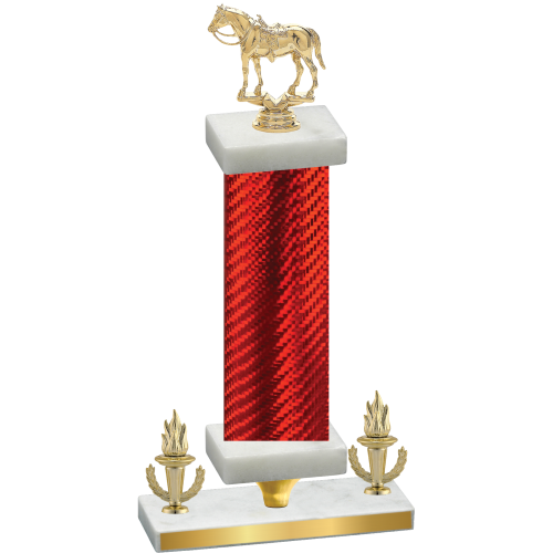 Premium Single Red Carbon Fiber Victory Horses Trophy