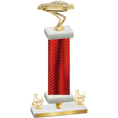 Premium Single Red Carbon Fiber Third Place Cars Trophy