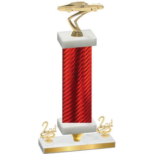 Premium Single Red Carbon Fiber Second Place Cars Trophy