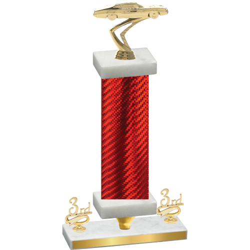 Premium Single Red Carbon Fiber Third Place Cars Trophy