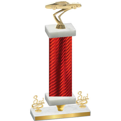 Premium Single Red Carbon Fiber Third Place Cars Trophy