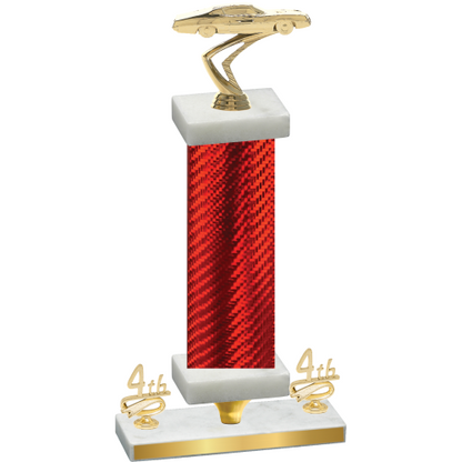 Premium Single Red Carbon Fiber Fourth Place Cars Trophy