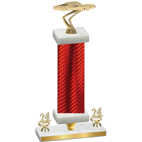 Premium Single Red Carbon Fiber Year Cars Trophy