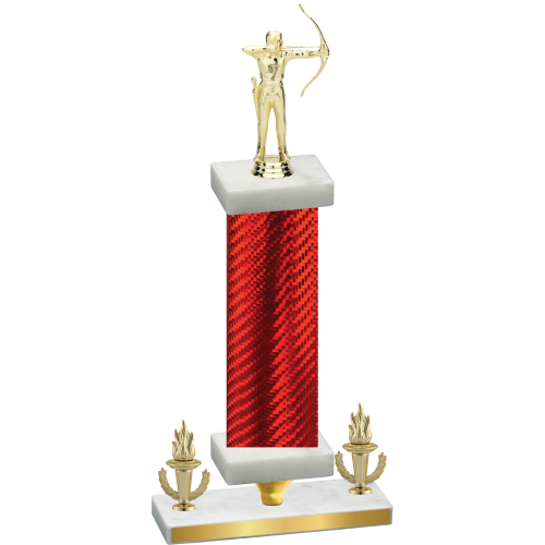 Premium Single Red Carbon Fiber Victory Archery Trophy