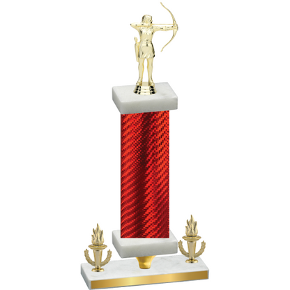 Premium Single Red Carbon Fiber Victory Archery Trophy