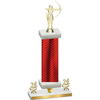 Premium Single Red Carbon Fiber Year Archery Trophy