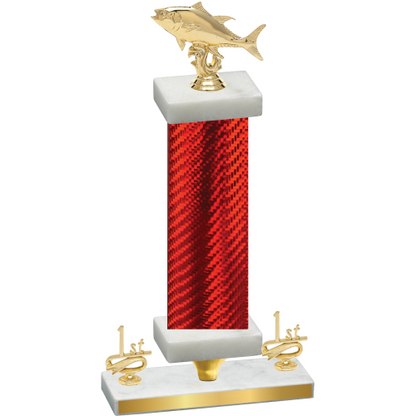 Premium Single Red Carbon Fiber First Place Fishing Trophy