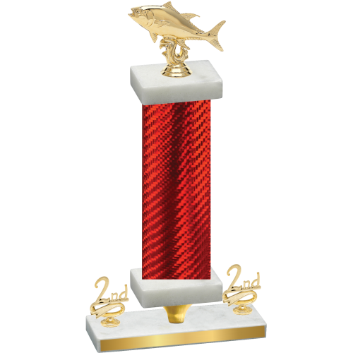 Premium Single Red Carbon Fiber Second Place Fishing Trophy