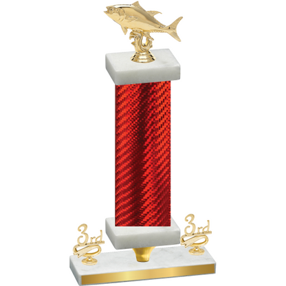 Premium Single Red Carbon Fiber Third Place Fishing Trophy