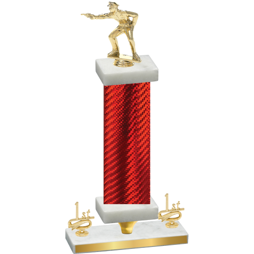 Premium Single Red Carbon Fiber First Place Shooter Trophy