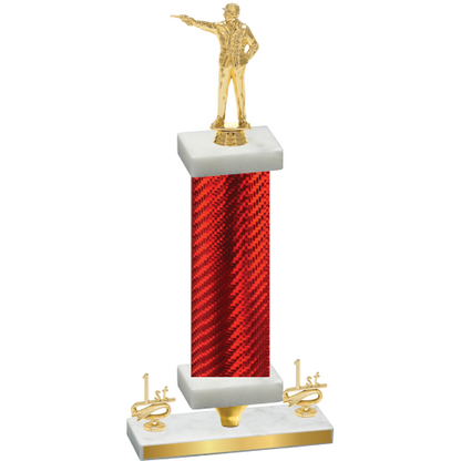 Premium Single Red Carbon Fiber First Place Shooter Trophy