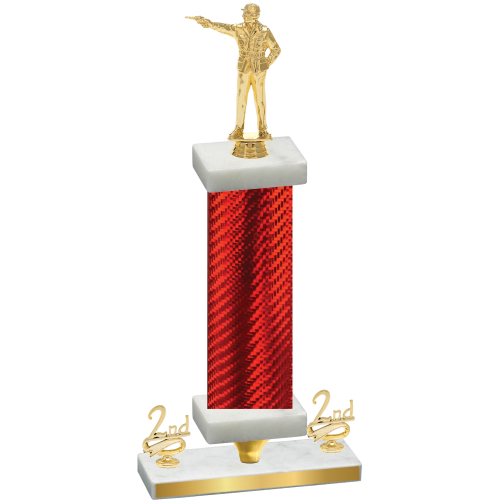 Premium Single Red Carbon Fiber Second Place Shooter Trophy