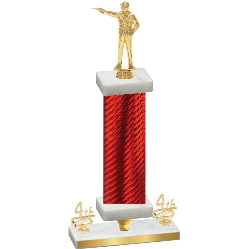 Premium Single Red Carbon Fiber Fourth Place Shooter Trophy