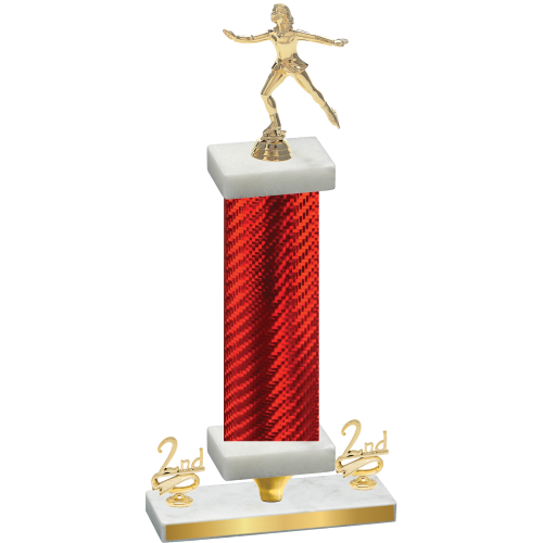 Premium Single Red Carbon Fiber Second Place Skater Trophy