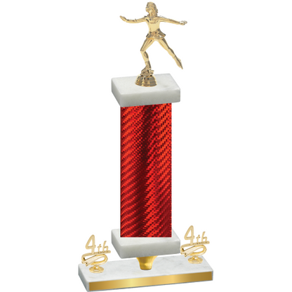 Premium Single Red Carbon Fiber Fourth Place Skater Trophy