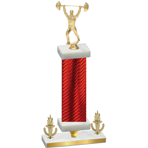 Premium Single Red Carbon Fiber Victory Weights Trophy