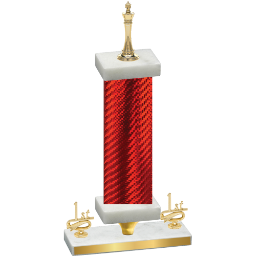 Premium Single Red Carbon Fiber First Place Chess Trophy