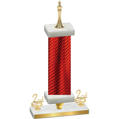 Premium Single Red Carbon Fiber Second Place Chess Trophy