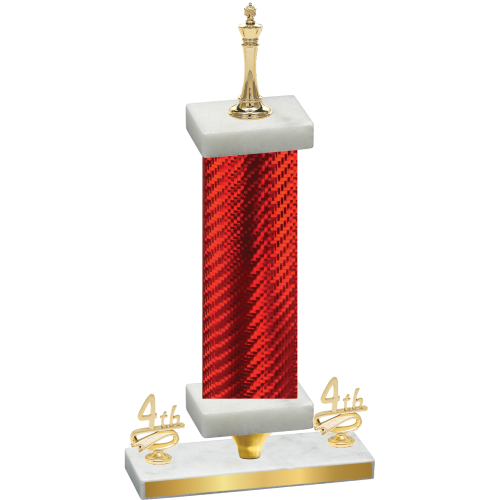 Premium Single Red Carbon Fiber Fourth Place Chess Trophy