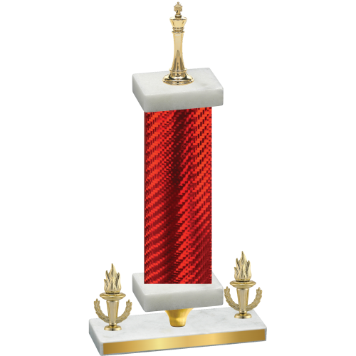 Premium Single Red Carbon Fiber Victory Chess Trophy