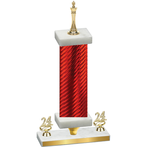 Premium Single Red Carbon Fiber Year Chess Trophy