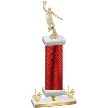 Premium Single Red Carbon Fiber First Place Basketball Trophy