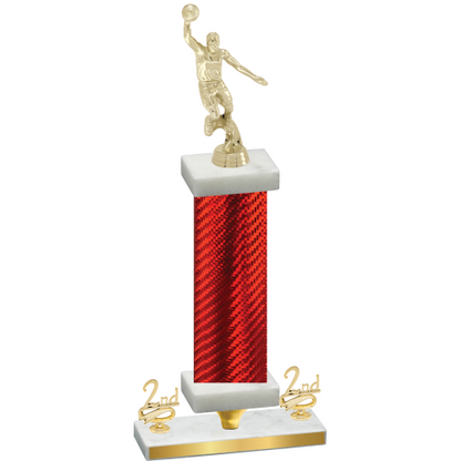 Premium Single Red Carbon Fiber Second Place Basketball Trophy