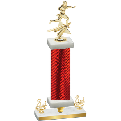 Premium Single Red Carbon Fiber Third Place Flag Football Trophy