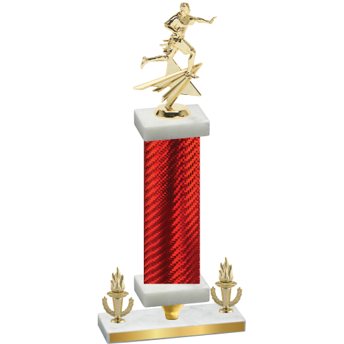 Premium Single Red Carbon Fiber Victory Flag Football Trophy