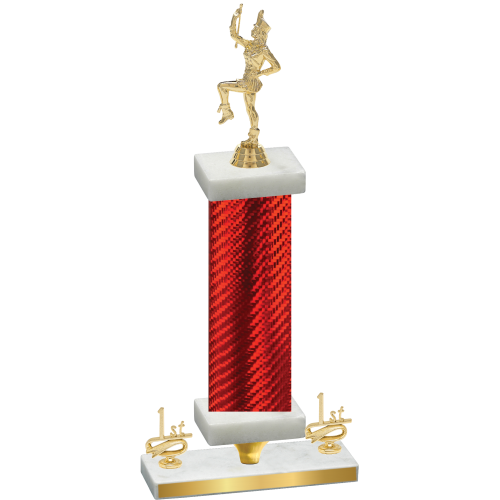 Premium Single Red Carbon Fiber First Place Majorette Trophy