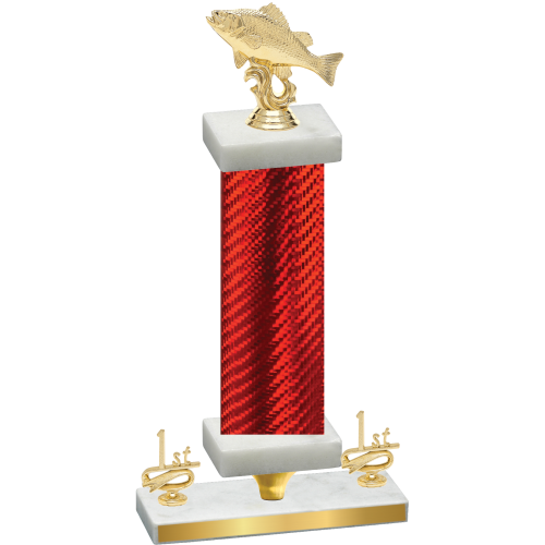 Premium Single Red Carbon Fiber First Place Fishing Trophy