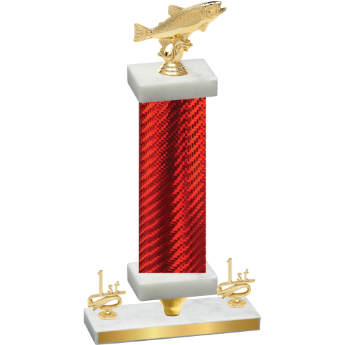 Premium Single Red Carbon Fiber First Place Fishing Trophy